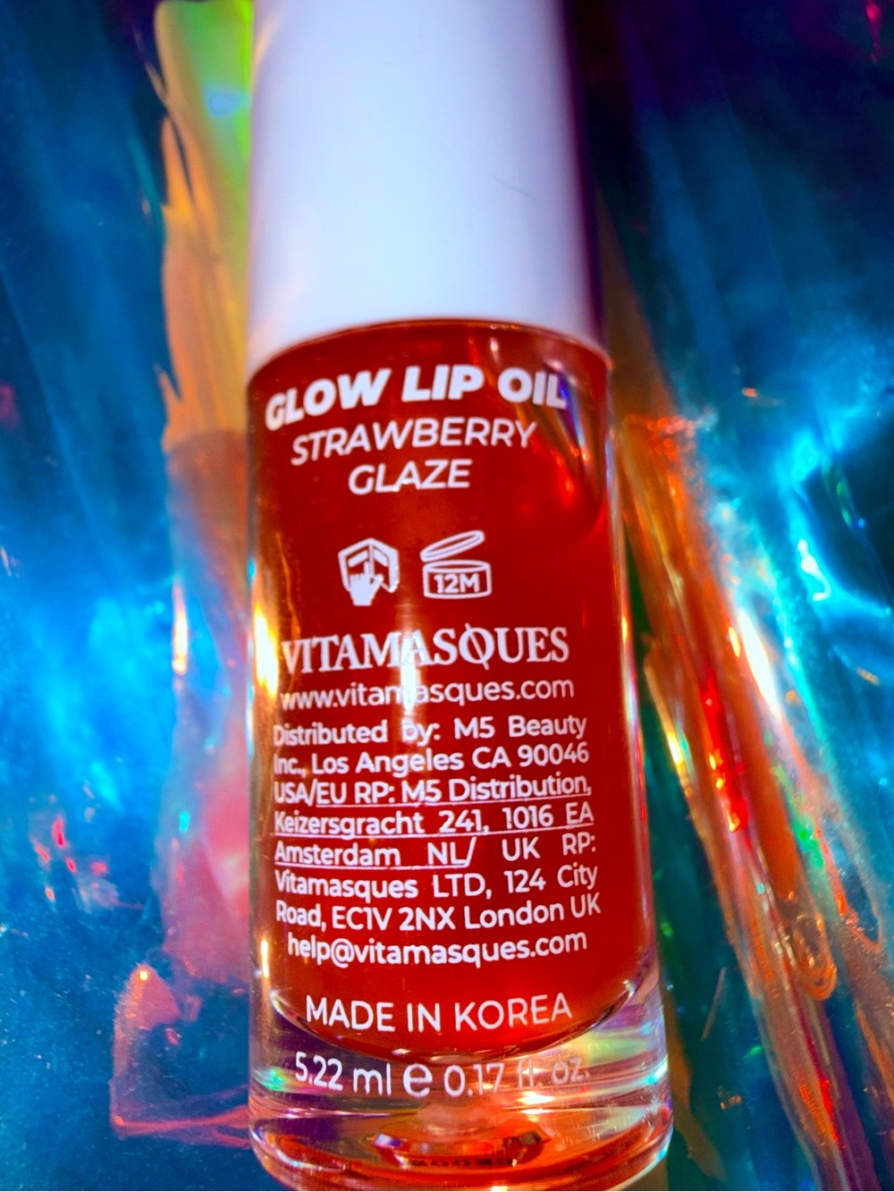 VITAMASQUES 🍓 Korean Glow Lip Oil Gloss Strawberry Glaze NWOB FULL SIZE NEW - Picture 7 of 14